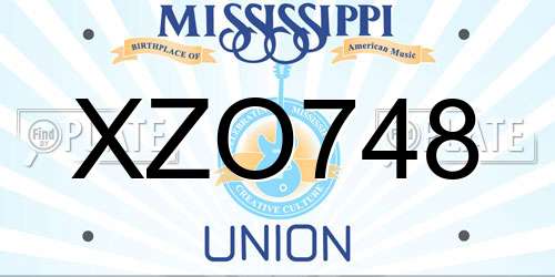 XZO748 Mississippi License Plate