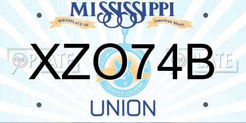 XZO74B Mississippi License Plate