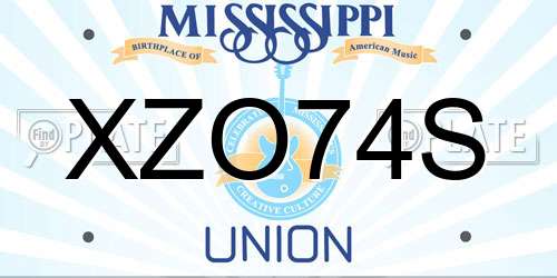 XZO74S Mississippi License Plate