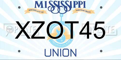 XZOT45 Mississippi License Plate