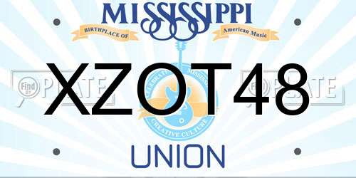 XZOT48 Mississippi License Plate