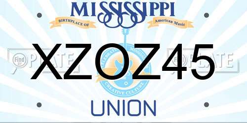 XZOZ45 Mississippi License Plate