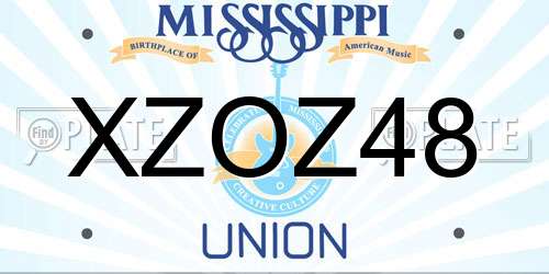XZOZ48 Mississippi License Plate