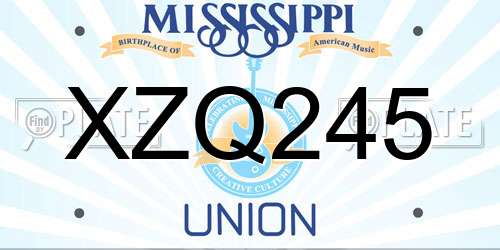 XZQ245 Mississippi License Plate