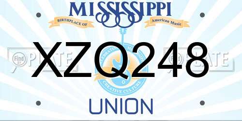 XZQ248 Mississippi License Plate