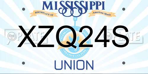 XZQ24S Mississippi License Plate