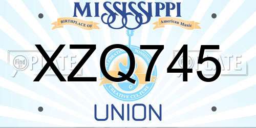 XZQ745 Mississippi License Plate