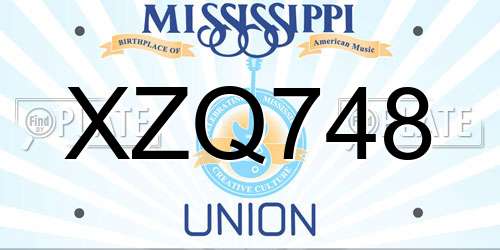 XZQ748 Mississippi License Plate