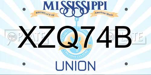 XZQ74B Mississippi License Plate