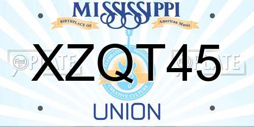 XZQT45 Mississippi License Plate