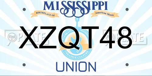 XZQT48 Mississippi License Plate