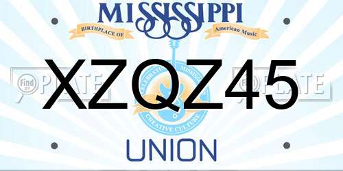 XZQZ45 Mississippi License Plate