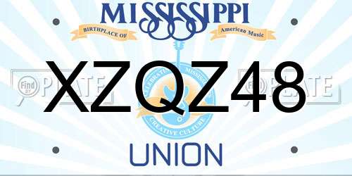 XZQZ48 Mississippi License Plate