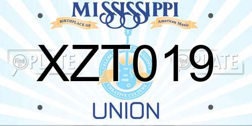 XZT019 Mississippi License Plate
