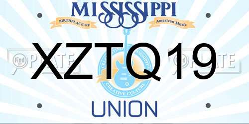 XZTQ19 Mississippi License Plate