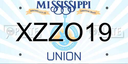 XZZO19 Mississippi License Plate