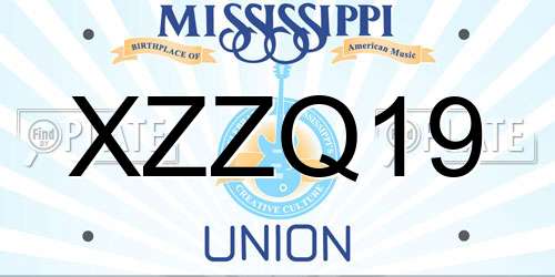 XZZQ19 Mississippi License Plate