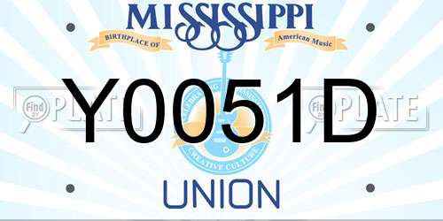 Y0051D Mississippi License Plate