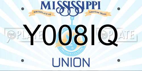 Y008IQ Mississippi License Plate