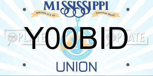 Y00BID Mississippi License Plate