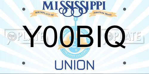 Y00BIQ Mississippi License Plate