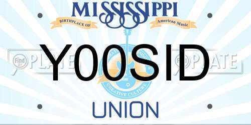 Y00SID Mississippi License Plate