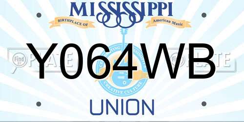 Y064WB Mississippi License Plate