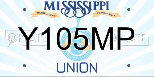 Y105MP Mississippi License Plate