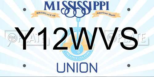 Y12WVS Mississippi License Plate