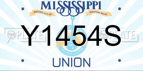 Y1454S Mississippi License Plate