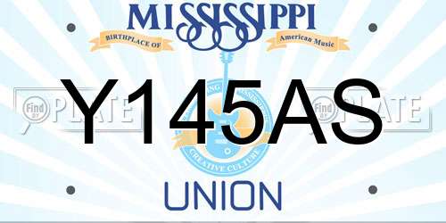 Y145AS Mississippi License Plate