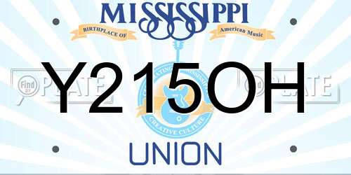 Y215OH Mississippi License Plate