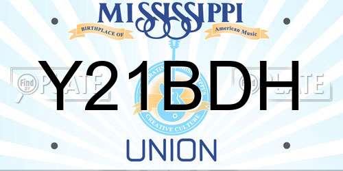 Y21BDH Mississippi License Plate