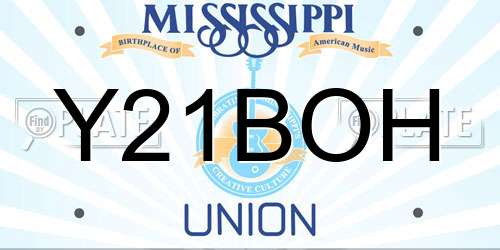 Y21BOH Mississippi License Plate