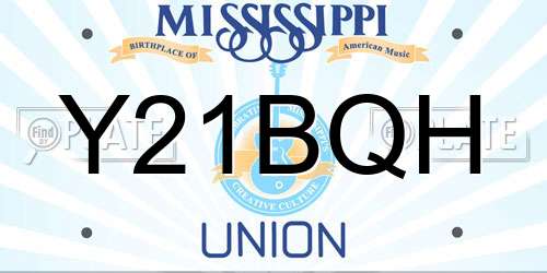 Y21BQH Mississippi License Plate