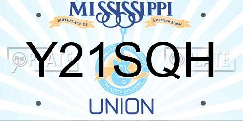 Y21SQH Mississippi License Plate