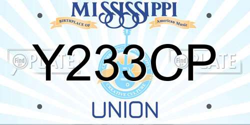 Y233CP Mississippi License Plate