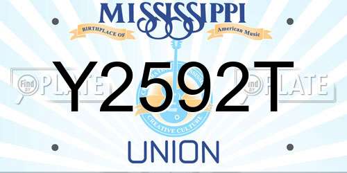 Y2592T Mississippi License Plate