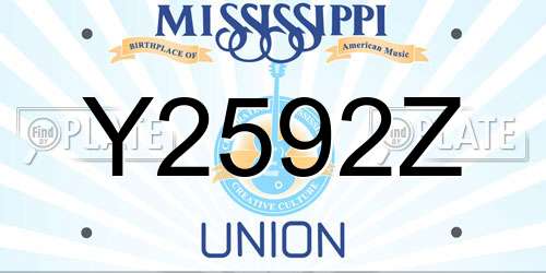 Y2592Z Mississippi License Plate