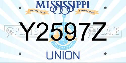 Y2597Z Mississippi License Plate