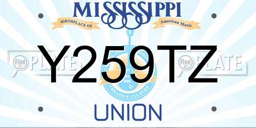 Y259TZ Mississippi License Plate