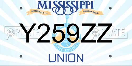 Y259ZZ Mississippi License Plate