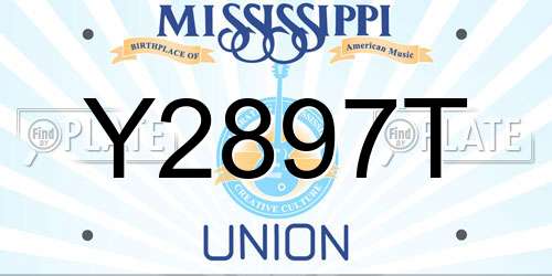 Y2897T Mississippi License Plate