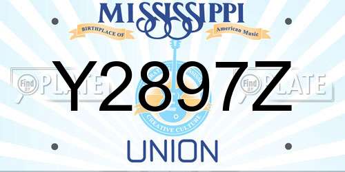 Y2897Z Mississippi License Plate