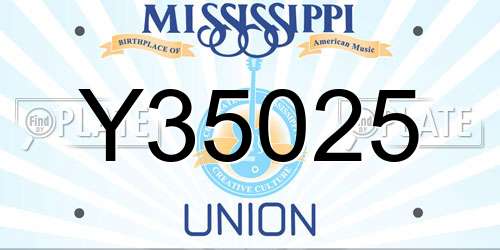 Y35025 Mississippi License Plate