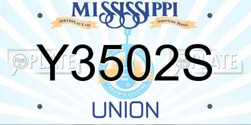 Y3502S Mississippi License Plate