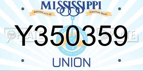Y350359 Mississippi License Plate