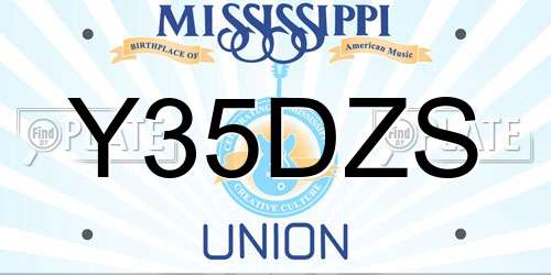 Y35DZS Mississippi License Plate