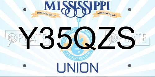 Y35QZS Mississippi License Plate