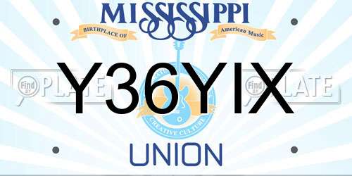 Y36YIX Mississippi License Plate